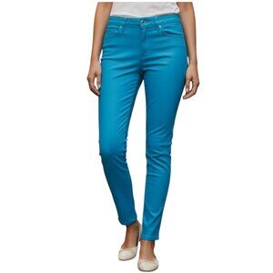 Uniq Coated Skinny Jeans Blue Green 29 Womens NWT Colored Denim